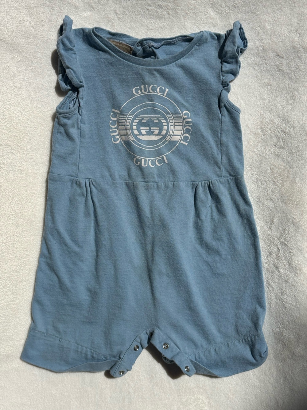 Gucci Light Grey Blue Baby Bodysuit
